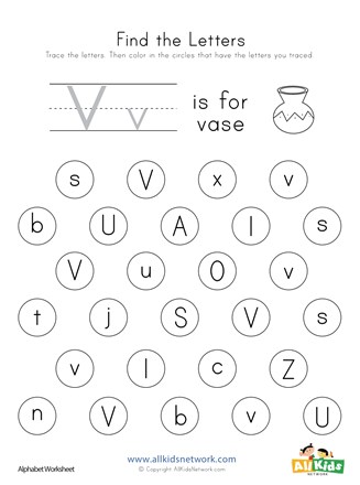 Find the Letter V Worksheet | All Kids Network