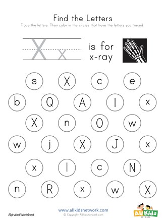 Find the Letter X Worksheet | All Kids Network