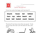 worksheets for preschool letter b Letter B Words Recognition Worksheet