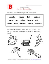 Letter B - Alphabet Recognition Worksheet | All Kids Network