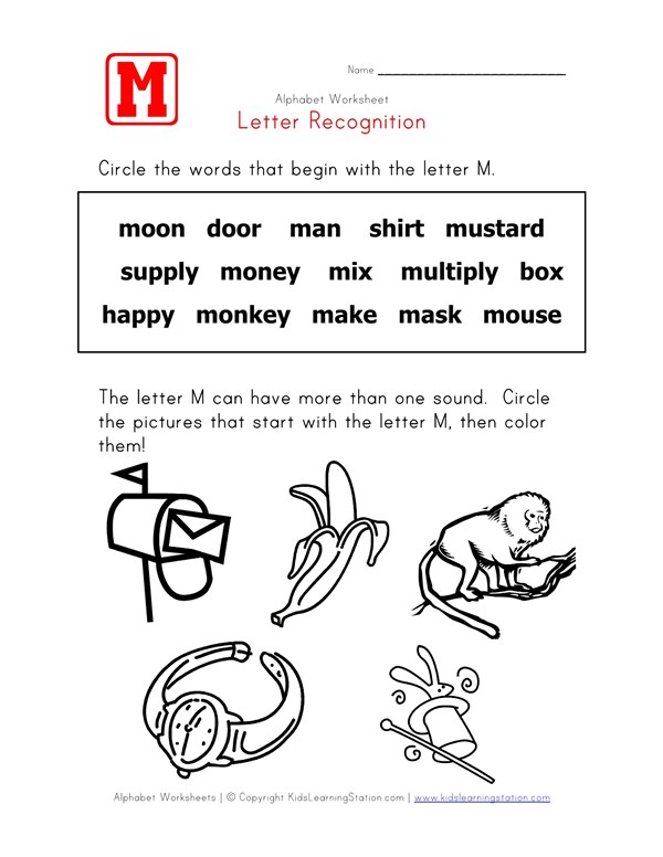 letter m words recognition worksheet all kids network m letter words to describe someone