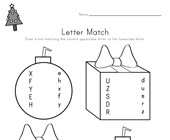 free printable worksheets for kindergarten christmas Christmas Letter Matching Worksheet