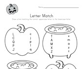 halloween reading worksheets for kindergarten Halloween Letter Matching Worksheet