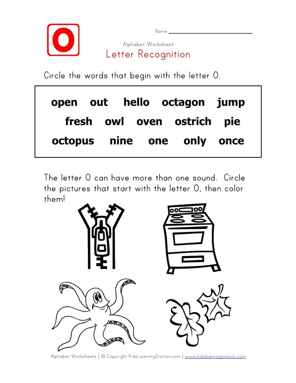 letter o words recognition worksheet all kids network words with letter o