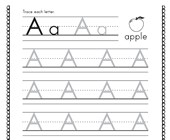 Letter A Tracing with 4 Lines