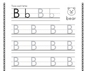 worksheets for preschool letter b Letter B Tracing with 4 Lines