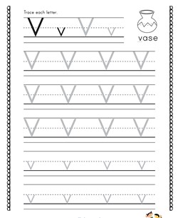 Letter V Tracing with 4 Lines