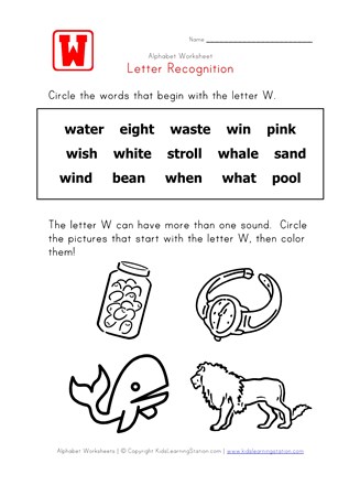Letter W Words For Kids