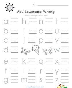 Summer Lowercase Letters Worksheet