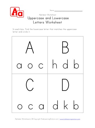 lowercase and uppercase a b c and d worksheet all kids network