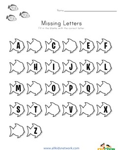 Fish Missing Letters Worksheet