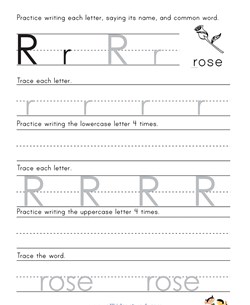 Printing Letter R Worksheet