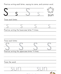 Printing Letter S Worksheet