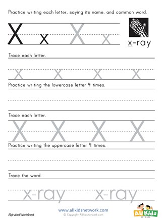 printing letter x worksheet all kids network