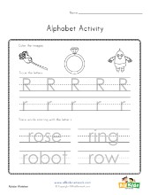 Letter R Tracing Page with Picture of a Robot | All Kids Network
