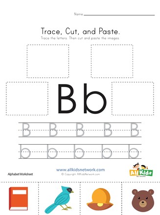 trace cut and paste letter b worksheet all kids network