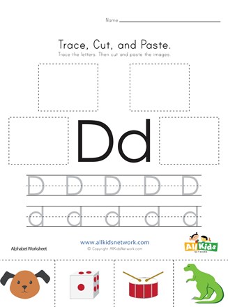 Trace, Cut and Paste Letter D Worksheet | All Kids Network