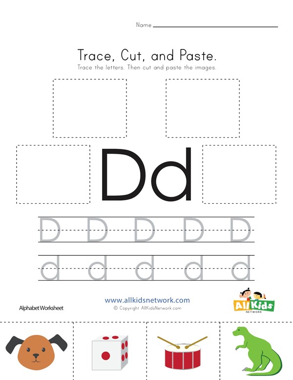 trace cut and paste letter d worksheet all kids network letter d cut and paste worksheets