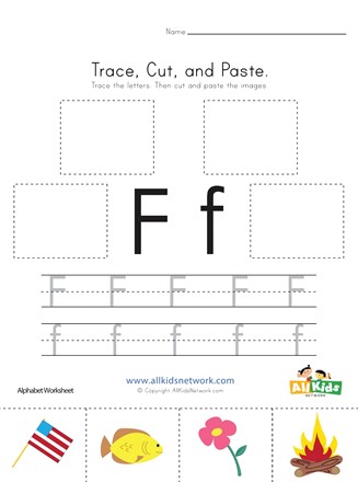 Trace, Cut and Paste Letter F Worksheet | All Kids Network