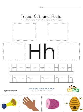 trace cut and paste letter h worksheet all kids network