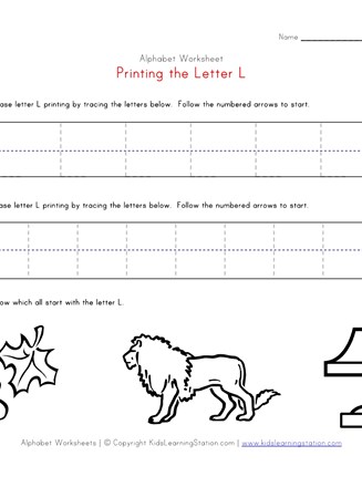 Traceable Alphabet Letter L