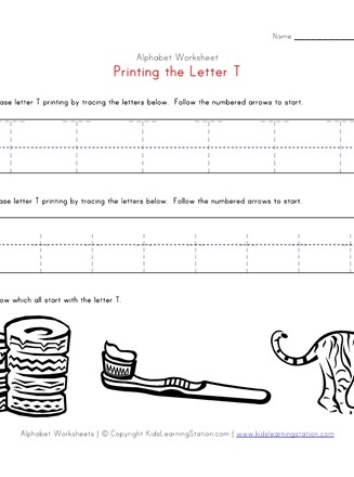 Traceable Alphabet Letter T