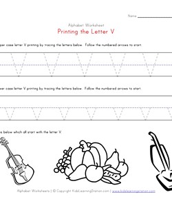 Traceable Alphabet Letter V