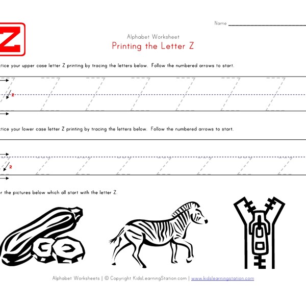 traceable alphabet letter z worksheet all kids network