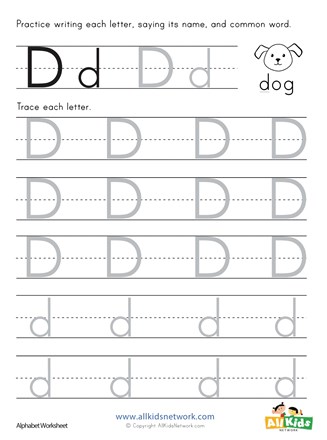 Letter D Tracing Worksheet