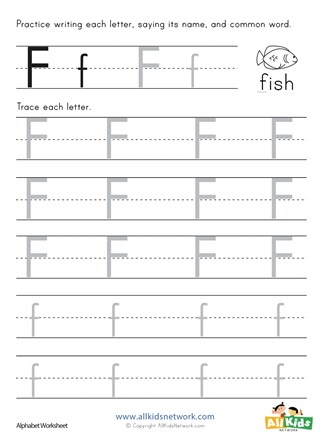 Letter of the week: LETTER F-NO PREP WORKSHEETS- LETTER F Alphabet