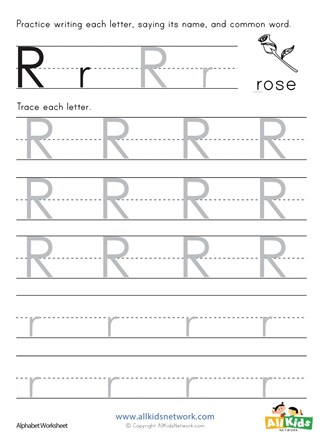 letter r tracing worksheet all kids network