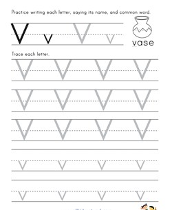 Letter V Tracing Worksheet