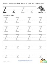 Trace & Color Letter Z Worksheet | All Kids Network