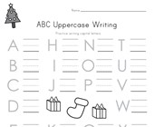 free printable worksheets for kindergarten christmas Christmas Uppercase Letters Worksheet