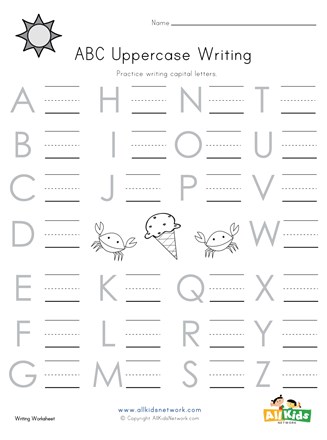 Summer Themed Uppercase Letters Worksheet | All Kids Network