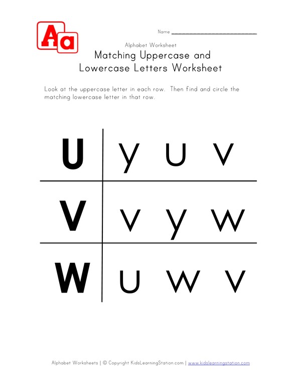 Matching Upper And Lowercase Letters Worksheet - Promotiontablecovers