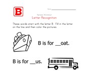 worksheets for preschool letter b Words that start with the letter B