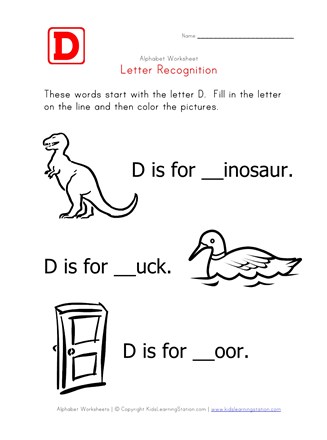 Letter D Alphabet Recognition Worksheet Letter D Alphabet Recognition Worksheet