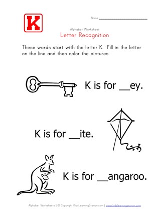 letter k alphabet recognition worksheet all kids network