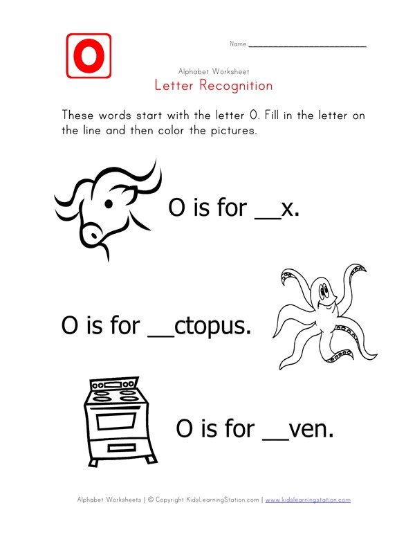 letter o alphabet recognition worksheet all kids network words with letter o