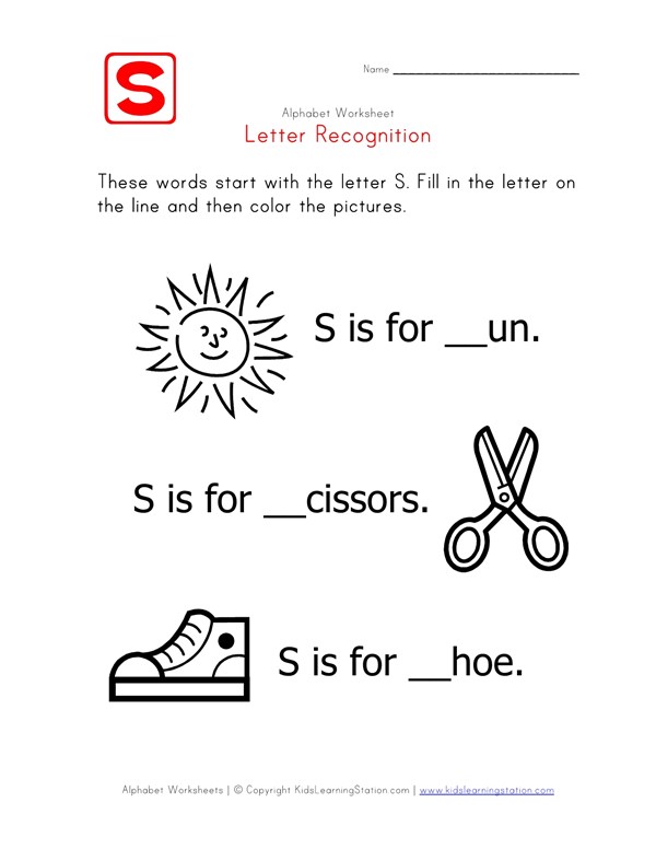 letter s alphabet recognition worksheet all kids network letter of recognition