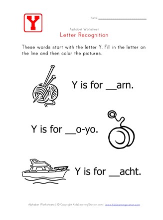 Letter Y Alphabet Recognition Worksheet All Kids Network