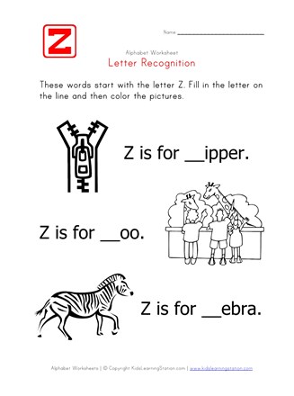 letter z alphabet recognition worksheet all kids network