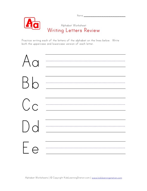 alphabet review writing letters a through e all kids network practicing writing alphabet worksheet