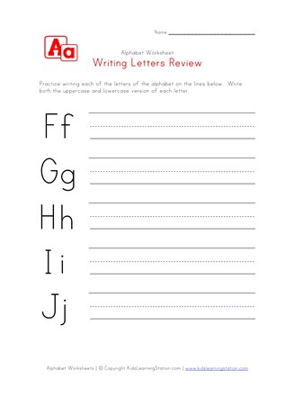 alphabet review writing letters f through j all kids network