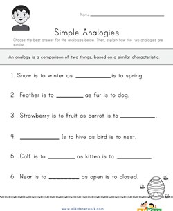 Analogies Worksheet - Fill in the Blank 1