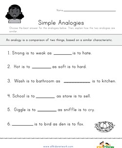 Analogies Worksheet - Fill in the Blank 2