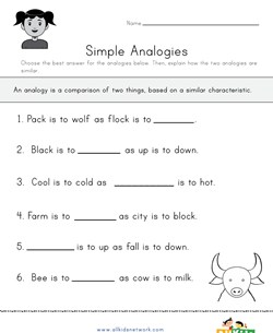 Analogies Worksheet - Fill in the Blank 4