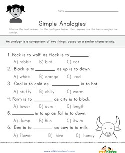Analogies Worksheet - Multiple Choice 4