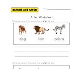 after worksheet animals